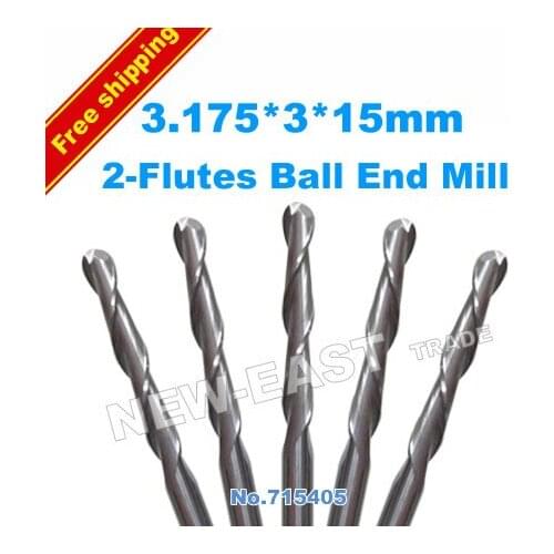 Fast delivery 3.175*3*15mm 2 flutes(two flutes) ball end mill,milling cutters,cutting tools,solid carbide,cnc router bits