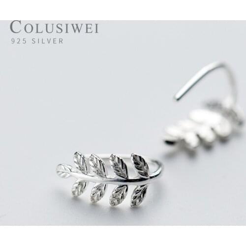 Colusiwei High Quality 100% 925 Sterling Silver Simple Tree Leaves Ears Clip for Women Vintage Sterling Silver Jewelry Gift