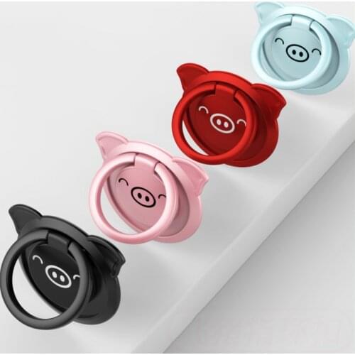 Cute pig Finger Ring Mobile Phone Socket Stand Holder For iPhone 7Plus Samsung HUAWEI Smartphone Car Mount Cell phone Grip Stand