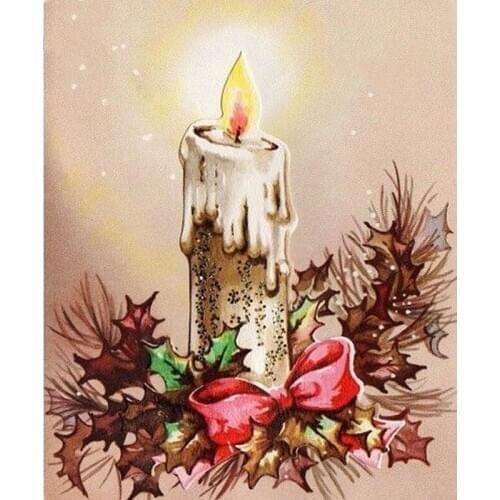 DIY A Candle Bow 5D Wall Painting Diamond Painting Cross Stitch Diamond Embroidery Home Decor Diamond Mosaic Candlelight Kits