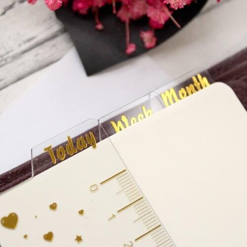 Fromthenon Foil Gold Transparent Divider Index Bookmark Planner Inserts Monthly Weekly Today Ruler Plate Board for A5A6 Notebook