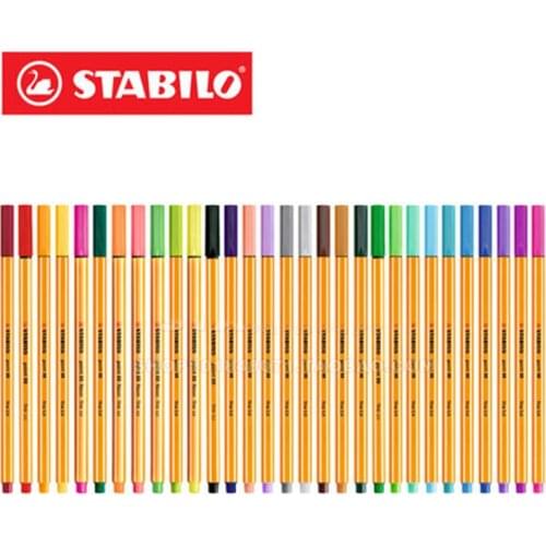 25pcs STABILO 88 Gel Pen Color Hook Pen Student Painting Coloring Graffiti Sketch Color Pen Gel Pen 0.4mm
