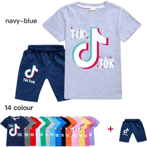 TIK TOK Kids Clothes Sets Girls Boys Costume Casual Clothing Short Sleeve Tracksuit Childrens Sports Suit Outfits