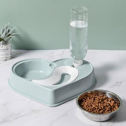 400ML 2 in 1 Dog Feeder Bowl With Dog Water Bottle Cat Automatic Drinking Bowl Cat Food Bowl Pet Stainless Steel Single Bowls