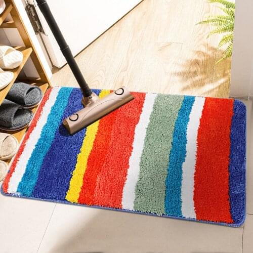 European Style Microfiber Double Striped Anti-slip Mats Home Living Room Bedroom Carpets Kitchen Bathroom Water Absorption Rugs