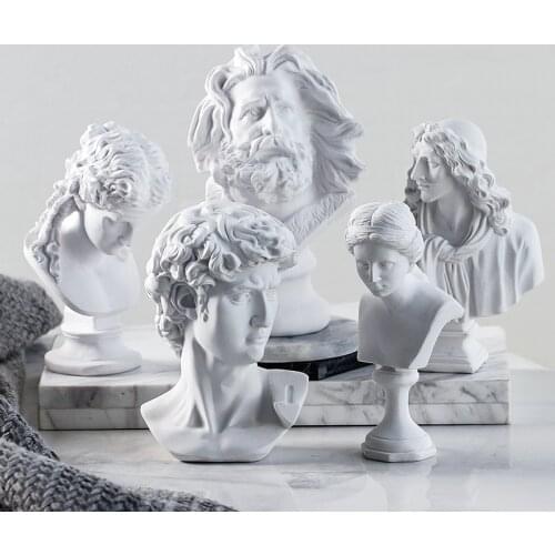 Creative Pen Holder David Portrait Human Head Vase Makeup Brush Storage Box Flower Pot Home Decoration Resin Crafts