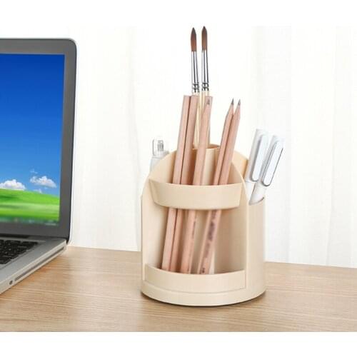 Creative 360 Degree Rotating Pen Holder Multi Slots Circular Pencil Cup Storage Box Desktop Stationery Cosmetic Makeup for