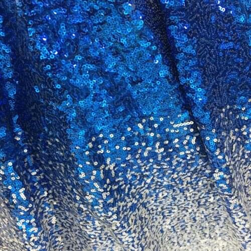 Gorgeous Royal Blue Silver Ombre 3mm Sequins Embroidered lace fabric Nigerian French Lace African Fabric For DIY Party dress