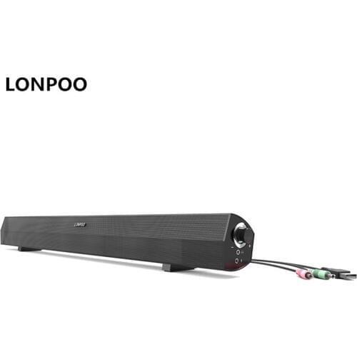 LONPOO Speakers 10W MP3 USB Speaker Headphone Soundbar TV Stereo Soundbar Speakers For Computer iPhone PC Laptop TV Sound Bar