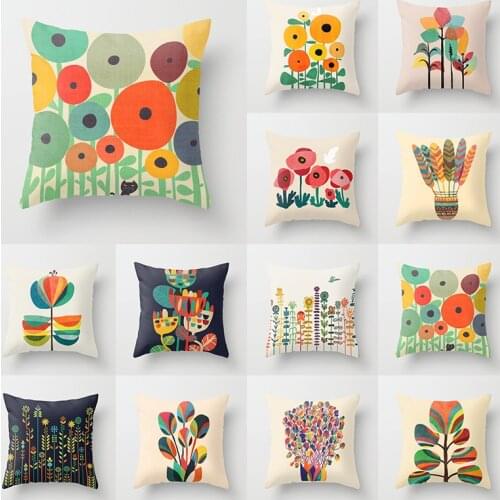 Oil Hand Painting Flower Throw Pillow Case Wild Flower with Bee Spring Cushion Covers for Home Sofa Chair Decorative Pillowcases