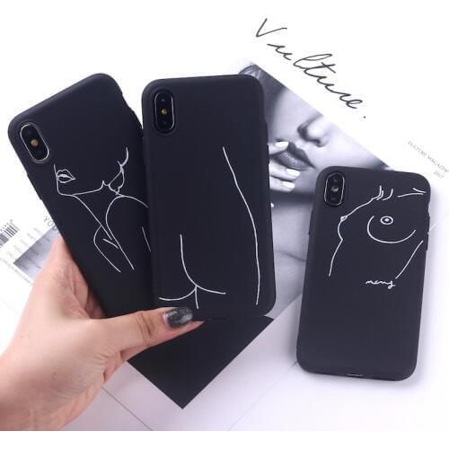 Black Sexy Art Rose Lover Harajuku Aesthetics Soft Silicone Candy Phone Case Coque For iPhone 12 11 Pro 8 8Plus X XS Max 7 7Plus