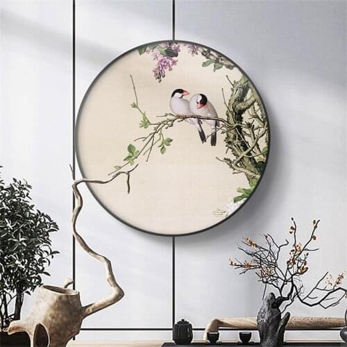 Traditional Chinese Style Flower Tree Birds Wall Art Pictures Posters Prints For Living Room Home Office Canvas Paintings Decor