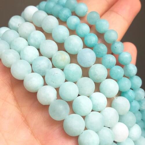 Natural Stone Matte Amazonite Color Jades Beads Forst Round Loose Spacer Beads For Jewelry Making 6/8/10mm DIY Earring Bracelets