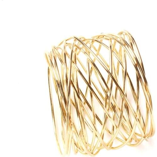 New 1pc Wide Round Gold Napkin Rings Metal Cross Hollow Gold Napkin Holder for Table Decoration 4cm High Quality