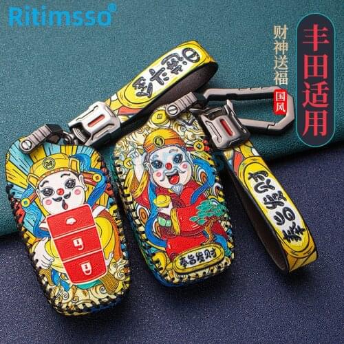 2020 New Leather Car Key Case Cover for Toyota Prius Camry Corolla C-HR CHR RAV4 Prado 2018 Accessories Keychain Covers