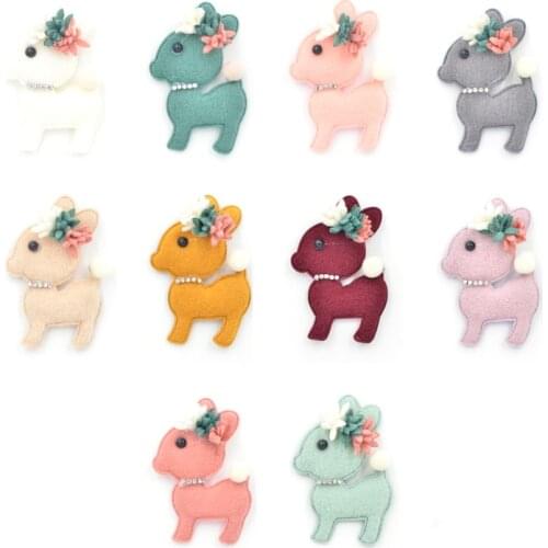 Wholesale 50Pcs 7CM Padded Plush Deer Stick-on Rhinestone Flower Appliques for DIY Clothing Shoes Hat Sewing Patches Decor F89