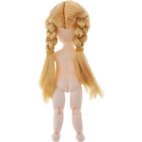 Movable 13 Joints Doll Body Painting Model DIY with Blond Braid