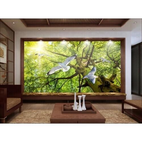 Custom photo 3d wallpaper Nature landscape woods big tree pigeon living room home decor 3d wall murals wallpaper for walls 3 d