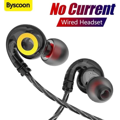 Byscoon Wired Earphones 3.5 Jack mm Wire-Controlled Headset Suitable for Smartphones Stereo In-Ear Wired Headset with Microphone