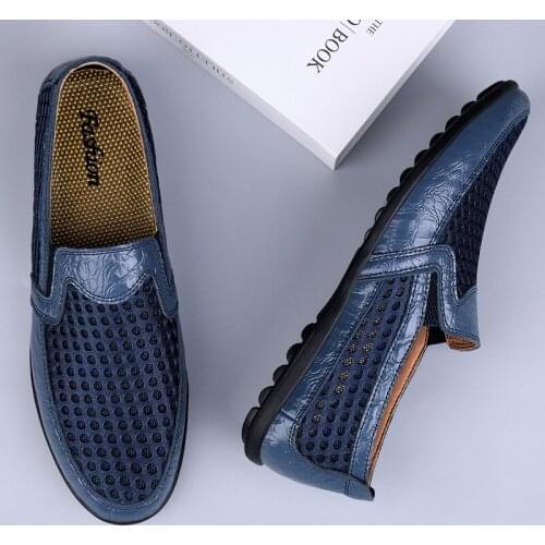 Mesh Men Shoes Summer Lightweight Sneakers Men Leather Casual Walking Shoes Breathable Slip on Mens Loafers Zapatillas Hombre