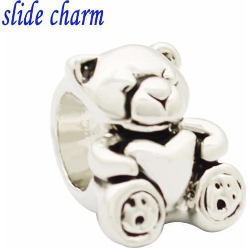 Slide charm Free shipping Childrens birthday gift doll doll bear charm bead for Pandora charm bracelets