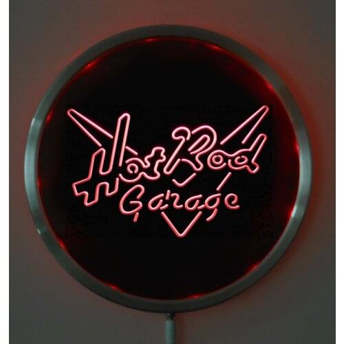 Rs-a0202 Hot Rod Garage LED Neon Round Signs 25cm/ 10 Inch - Bar Sign with RGB Multi-Color Remote Wireless Control Function
