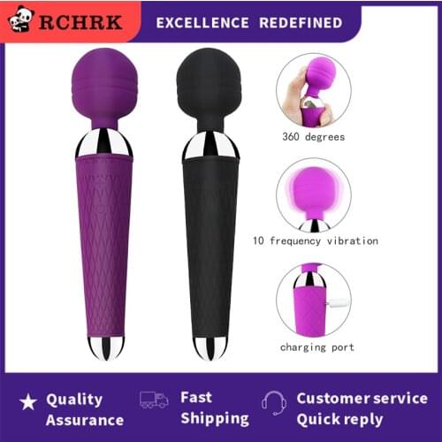 Powerful Clitoris Vibrators USB Recharge Magic Wand AV Vibrator Massager Sexual Wellness Erotic Sex Toys for Women Adult Product