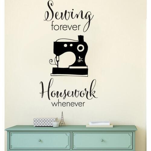 Sewing Quilting Wall Sticker Sewing Forever Quote Vinyl Wall Decal Creative Cloth Shop Decor Sewing Studio Wall Art Mural L729