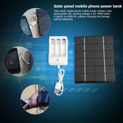 3-Slot AA Rechargeable Battery Charger Smart Phone Portable Flexible Power 2W 6V Output USB Solar Battery Charger