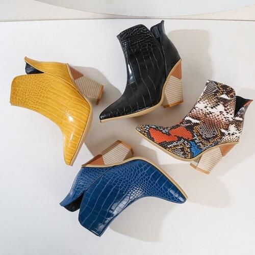 YMECHIC Fashion Ankle Cowboy Boots for Women Embossed PU Leather Wedges Shoes Pointed Toe Slip on Western Cowgirl Boots Winter