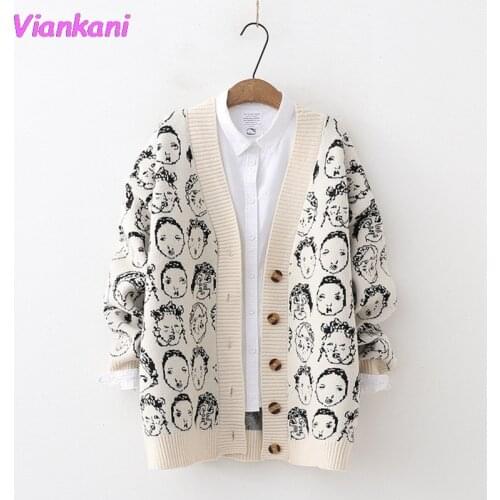 Gothic Women Sweater and Cardigans 2021 Long Loose Knitted Jacket Chic Oversized Cardigans Thick Warm Female Clothes Girl Tops