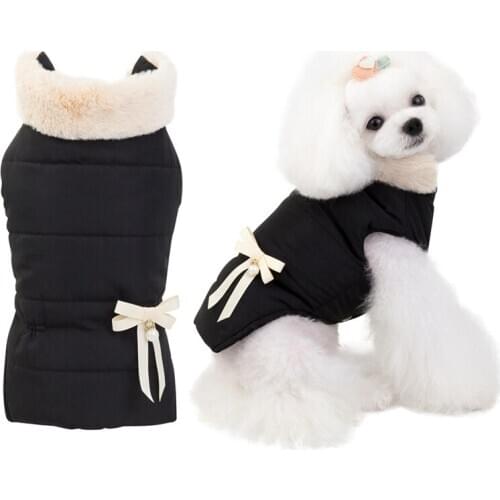 Winter Dog Clothes Thicken Fleece Collar Dog Coat For Small Dog Warm Windproof Pet Cotton Padded Coat Puppy Jacket