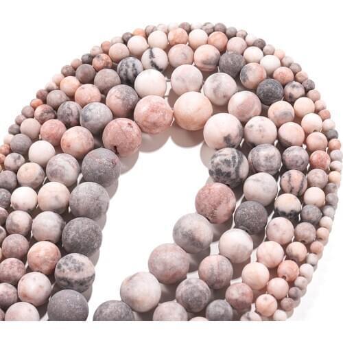1strand 4-12mm Matte Natural Dull Pink Zebra Stone Round Beads For DIY Bracelet Necklace Jewelry Making Supplies accessories