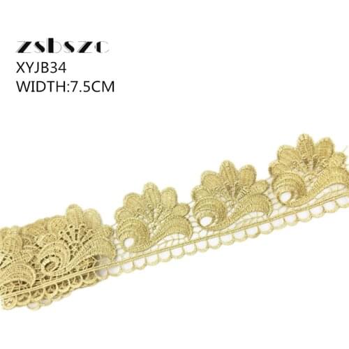10CM Width 5Yards Gold Lace Flower Ribbon Glitter Crocheted DIY Craft Sewing Supplies