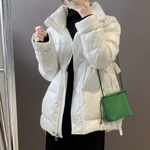 2020 New Autumn and Winter Fashion Drawstring Padded Jacket Women Thicken Korean Version Loose Waist and Slim Clothes Women