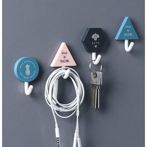 3Pcs Punch-Free Wall-Mount Home Room Hook Cord Earphones Key Holder Storage Rack