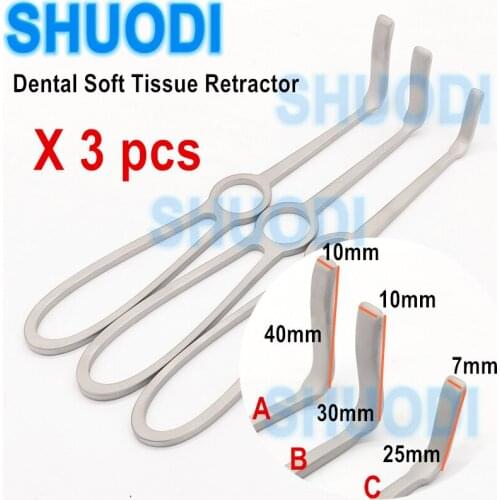 3 pcs Dental Retractor Kocher-Langenbeck Retractor Cheek Tissue Surgery Retractor Stainless Steel Surgical Instruments