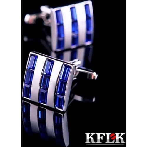 4 Colors KFLK 2020 Luxury shirt cufflinks mens gift Brand cuff buttons Blue Crystal cuff link High Quality abotoaduras Jewelry