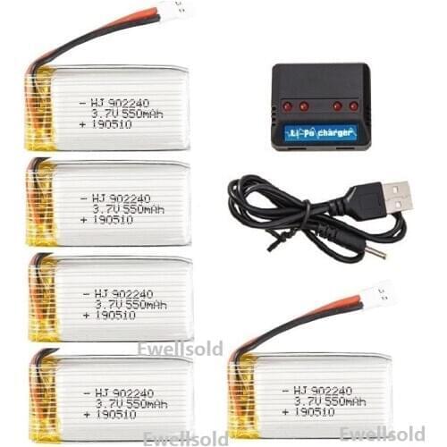 Ewellsold 5 in 1 902240 3.7V 550mAh Lithium Battery Gesture Sensor UFO Aircraft Four Axis Unmanned Aerial Vehicle Battery