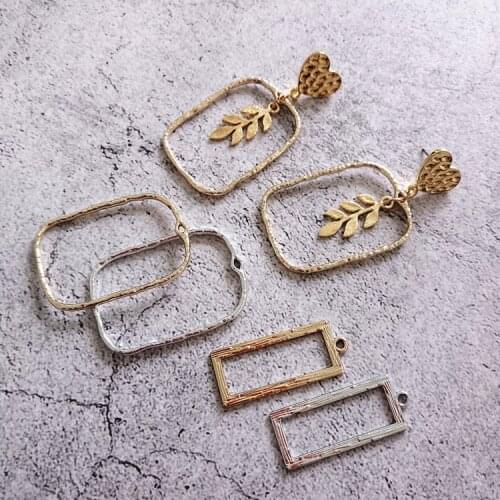 Kc Gold White K Color Plated Rectangle Geometric Eardrop Diy Pendant Earring Jewelry Accessories Material 6pcs