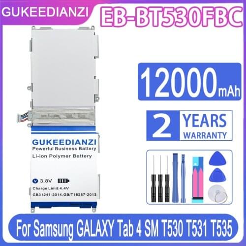 GUKEEDIANZI Tablet Battery EB-BT530FBC 12000mAh For Samsung Galaxy Tab4 Tab 4 SM-T530 T533 T535 T531 T537