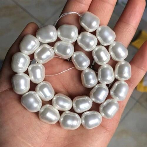 White natural pearl shell 12*15mm irregular approx rice barrel loose beads luxury high grade women jewelry making 15inch B2274