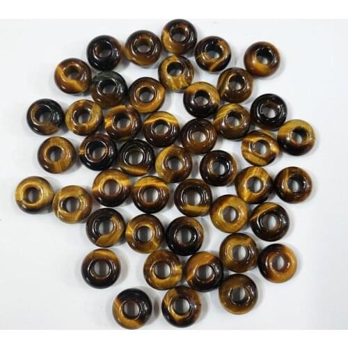 50pcs Big Hole Beads for Jewelry Making Natural Stones Tiger eye 14mm Spacer Beads Bracelet Necklace Pendant Accessories Charms