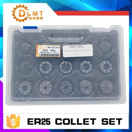 1Set ER Collet Chuck ER25 9PCS 0.015/0.008MM High Precision Collet Set CNC Milling Tool Holder Engraving Machine Spring Chuck