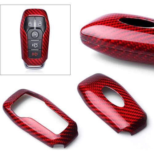 Real Carbon Fiber Remote Key Cover Case For Ford