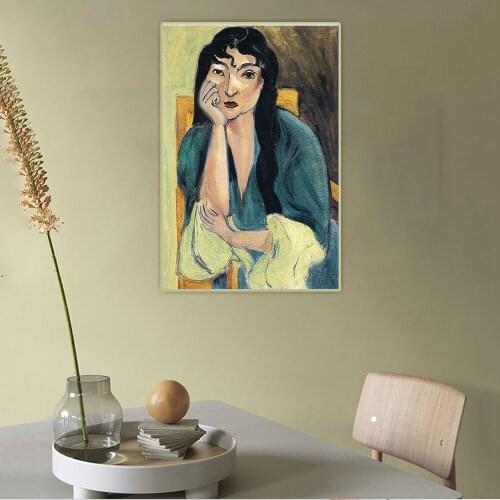 Citon Henri Matisse《Laurette in Green》Canvas Oil Painting Artwork Poster Picture Wall Decor Backdrop Home Living Room Decoration