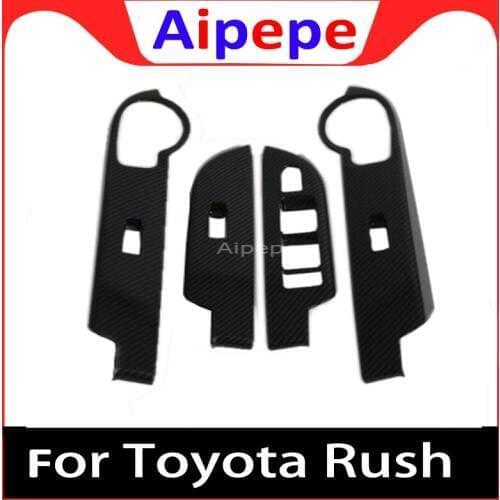 For Toyota Rush 2018 2019 2020 Car Styling Carbon Fiber Interior Door Window Lift Switch Panel Cover Trim Accessories