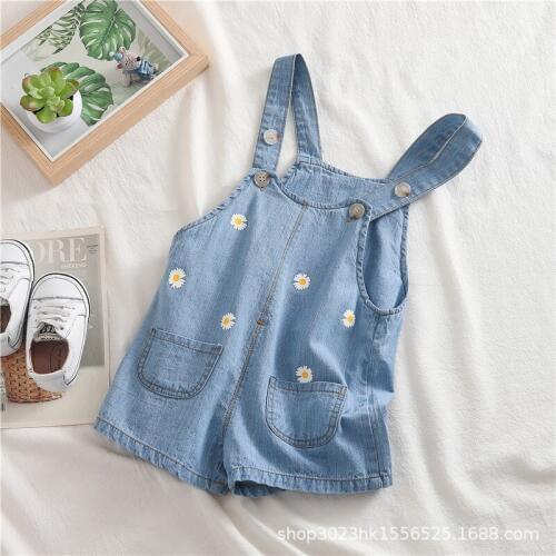 1 2 3 4 Y Baby Girl Overalls Korean Fashion Floral Denim Shorts Jumpsuit For Boys High-quality Toddler Kids Child Pants Jeans