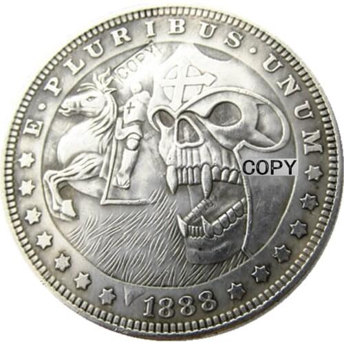 HB(05)US 1888 Morgan Dollar Skull Zombie Skeleton Silver Plated Copy Coins
