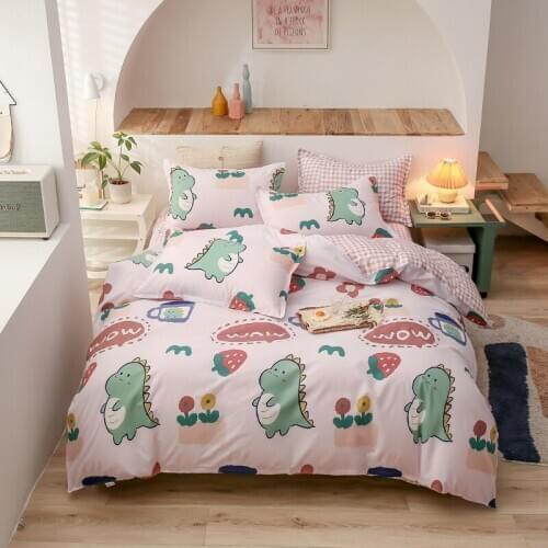 Cute Cartoon Bedding Set Children Dinosaur Bear Duvet Cover Queen 150 Bed Sheet Bed Linens Single Double King 220X240 Bedclothes